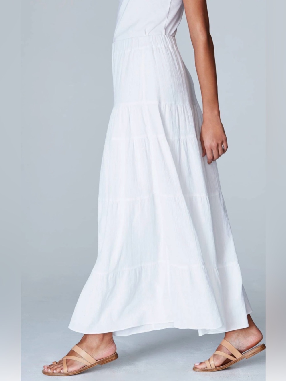 J. Jill Cotton Blend Cottagecore Fairy Lagenlook Tiered Maxi Skirt